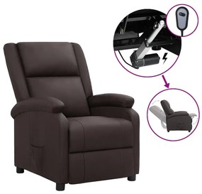3098386 vidaXL Fotoliu rabatabil electric, maro, piele naturală