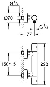 GROHE 34773000 - Baterie de duș termostatică PRECISION GET DN 15, crom lucios