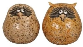 Decoratiune Owl din ceramica maro 8 cm - modele diverse