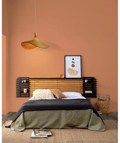 Tăblie de pat neagră/în culoare naturală din lemn masiv de pin 240x62 cm Dimas – Marckeric