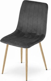 Scaun din catifea LAVA GRAPHITE GRAY, gri inchis