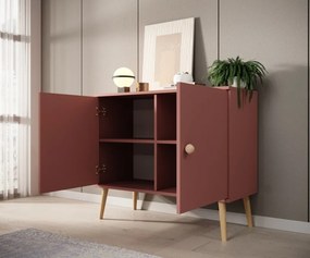 Comodă cu doua usi, 100x42x85 cm, Deri, ADRK Furniture (Culoare: Alb / Alb)