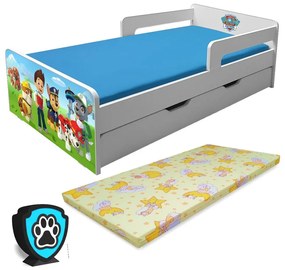 Pat Paw Patrol de Baieti P2L 2-8 Ani Cu Sertar, Paravane Detasabile + Saltea Light + Lampa - Pc-p-p2l-paw-bas-lmk-srt-70