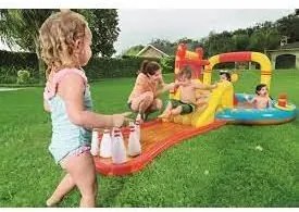 Piscina gonflabila pentru copii, de joaca, cu tobogan, 435x213x117 cm, bestway lil' champ