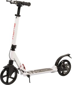 Trotineta din aluminiu cu frana pe disc NOVOKIDS™ Plexus Street Challenger, maxim 100 kg, Franare dubla, Suspensie dubla, Diametru roata 200 mm, Alb