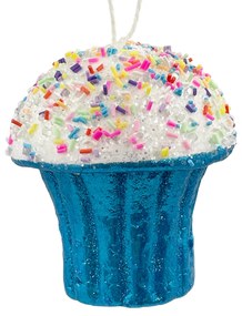 Ornament Craciun Briosa MUFFIN, Turcoaz, 10cm