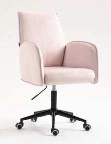 HR280K Scaun Roz din Catifea cu Bază Neagră