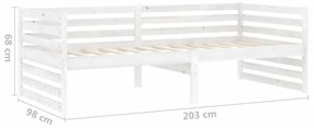 Pat de zi cu saltea, alb,90x200 cm,lemn masiv de pin Alb