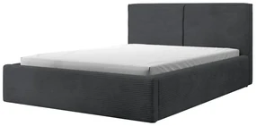 Pat matrimonial 140 cm Fatime (cu somieră) (cu sp. depozitare) (gri închis + negru). 1099183