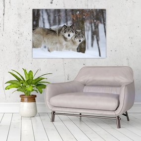 Tablou - Lupii în timpul iernii (90x60 cm)