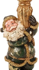 Sfeșnic din polirășină, verde, model Moș Crăciun, 23 x 10 cm, „Nicolas”