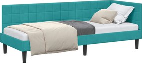 vidaXL Cadru de pat colțar cu headboard Turcoaz 80 cm x 200 cm Catifea