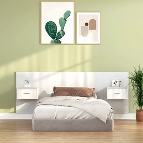 3115680 vidaXL Tăblie de pat cu dulapuri, alb extralucios, lemn prelucrat