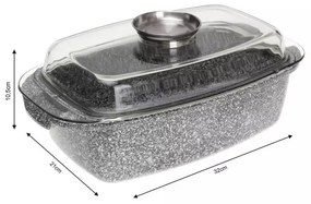 Tava pentru copt tip roaster Klausberg KB 7365, 4.5 L, Capac din sticla, Finisaj marmura, Inductie, Gri