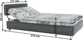 Pat de zi poziţionabil, gri închis/model, DOMEN NEW
