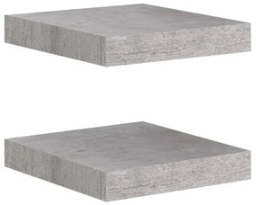 326589 vidaXL Rafturi perete suspendate 2 buc. gri beton 23x23,5x3,8 cm MDF