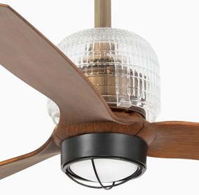 Lustra cu Ventilator si telecomanda DECO FAN M LED auriu/maro