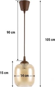 Brilagi - Candelabru LED suspendat pe cablu R GLASS 1xE27/60W/230V Ø 14 cm maro/maro fumuriu