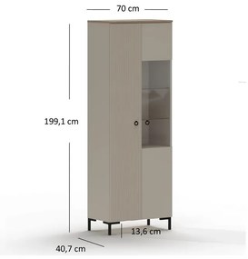 Vitrină Demandaron 1 (taupe + stejar silverjack). 1116815