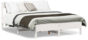 842671 vidaXL Cadru de pat fără saltea, alb, 120x190 cm, lemn masiv pin