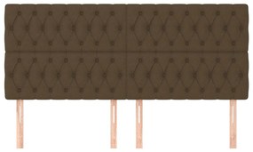 Tablii de pat, 4 buc, maro inchis, 90x7x78 88 cm, textil 4, Maro inchis, 180 x 7 x 118 128 cm