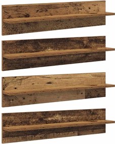 vidaXL Șemele de perete cu raft 4 pcs Lemn Vechi 80 x 11,5 x 18 cm