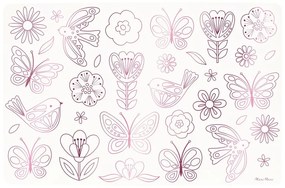 Suporturi pentru farfurii 8 buc. din hârtie 28x42.5 cm Butterflies &amp; Flowers – Meri Meri