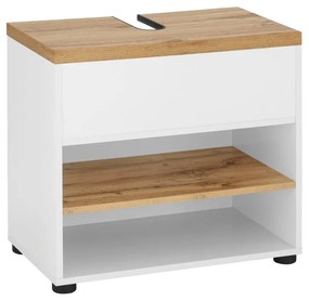 Dulap sub chiuvetă alb cu aspect de lemn de stejar 60x57 cm Thessa – Støraa