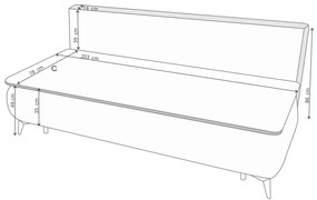 Canapea extensibila Sofie, cu lada pentru depozitare, 3 locuri, 203x92x86 cm, Bej