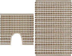 vidaXL Set covoraș de baie lucrat manual, natural și alb, iută textil