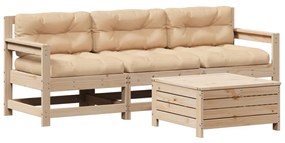 3250796 vidaXL Set mobilier de grădină cu perne, 4 piese, lemn masiv de pin