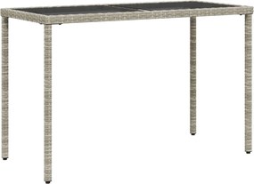 vidaXL Masă de grădină cu blat din sticlă gri deschis, 115x54x74 cm