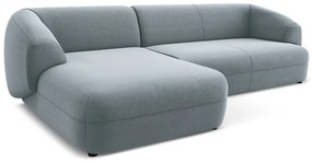 Colțar albastru deschis cu tapițerie din catifea (cu colț pe partea stângă) Moana – Makamii