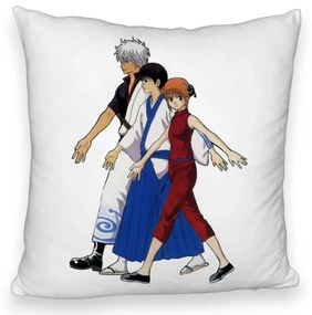 Perna Decorativa Fluffy cu Gintama, 40x40 cm, Alba, Husa Detasabila, Burduf