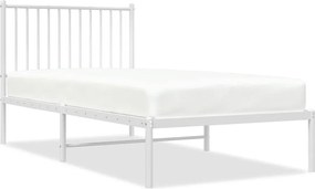 vidaXL Cadru de pat metalic cu tăblie, alb, 90x190 cm