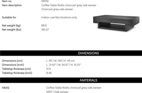 Masuta LUX stil avangardist Rialto, gri carbune