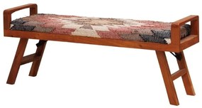 Bancheta din bumbac si lemn de acacia, Indian Kilim