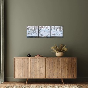 Tablou - Vulpe în peisaj de iarnă (cu ceas) (90x30 cm)
