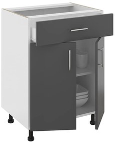 Corp Baza Karo, 1 Sertar, 2 Usi, Antracit/Alb, 60 x 50 x 80 cm