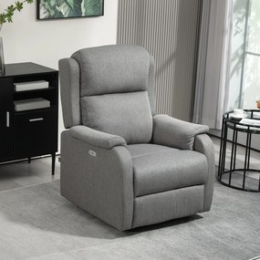 HOMCOM Fotoliu Relax Electric Reclinabil cu Port USB, Gri Închis | Aosom Romania