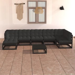 3076753 vidaXL Set mobilier de grădină cu perne, 8 piese, lemn masiv pin