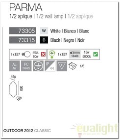 Aplica de perete exterior IP44 PARMA 1/2 alba 73315