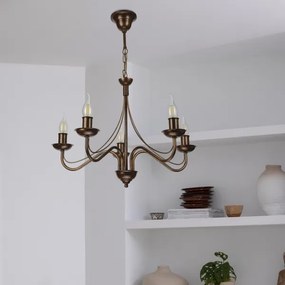 Candelabru ANTON cu lanț, 5 x E14 / 15W / 230V, bronz