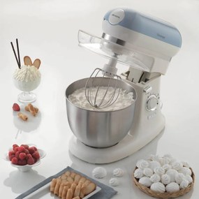 Mixer planetar Ariete VINTAGE 1588/05, 2400W, 5.5 L, 7 viteze, Pulse, Design retro, Picioare antiderapante, Alb/Albastru