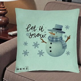 Perna Decorativa Let It Snow Om de Zapada, 40x40 cm, Verde Menta, Husa Detasabila, Perna Inclusa, BEKZ®
