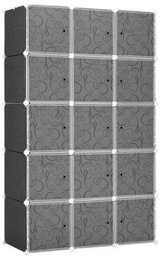 HOMCOM Șifonier cu design în cuburi, 2 cuburi mari și 9 cuburi mici, plastic, metal, 111L x 47L x 183Î cm, Negru+Alb | Aosom Romania