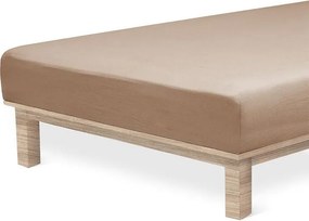 decoDoma Cearșaf elastic jersey cu elastan culoarea nucului 180 x 200 cm