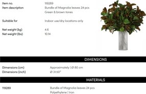 Buchet artificial LUX din 24 fire frunze de Magnolie