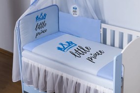 Baby Nellys 4-dílná acum mantinel cu lenjerie de pat Micul Print + cer, albastru 135x100