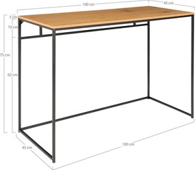 Birou Vita cu cadru negru efect stejar 100x45x75 cm